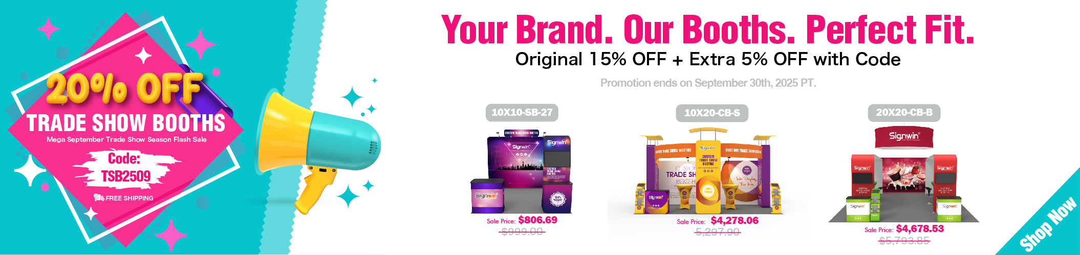 20% OFF Trade Show Booths Mega September Trade Show Season Flash Sale