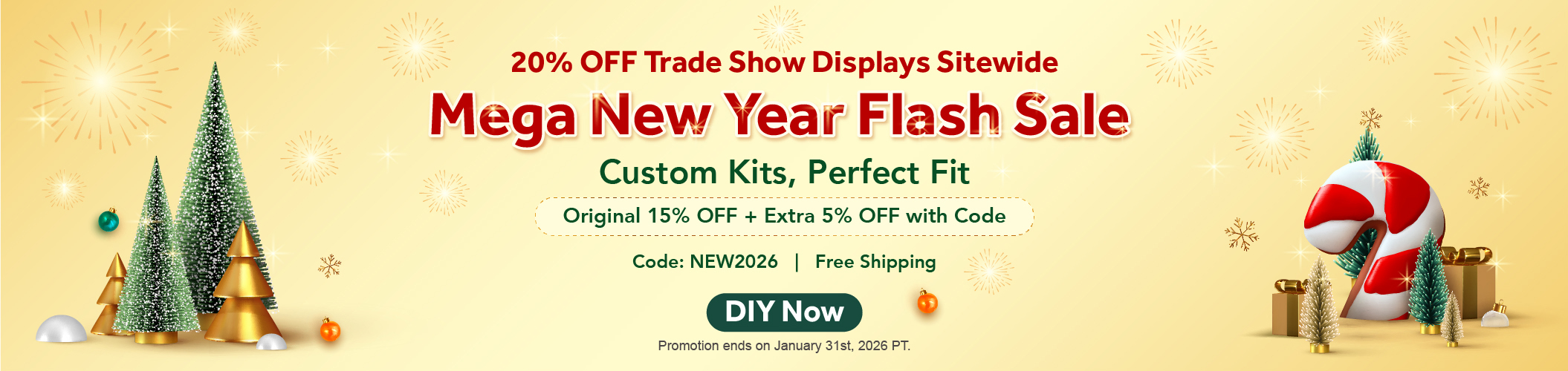 Signwin 20% OFF Trade Show Displays Sitewide Mega New Year Flash Sale Free Shipping