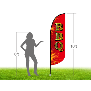 10ft BBQ Stock Blade Flag with Ground Stake 01