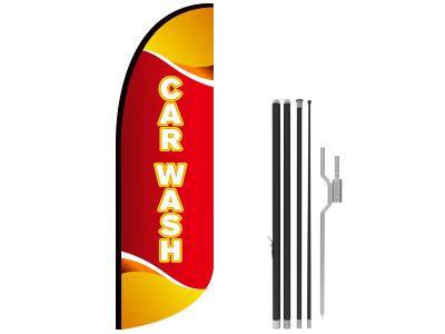 10ft CAR WASH Stock Blade Flag with Ground Stake 04