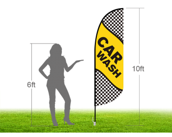 10ft CAR WASH Stock Blade Flag with Ground Stake 05