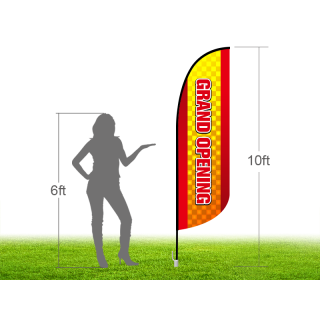 10ft GRAND OPENING Stock Blade Flag with Ground Stake 01
