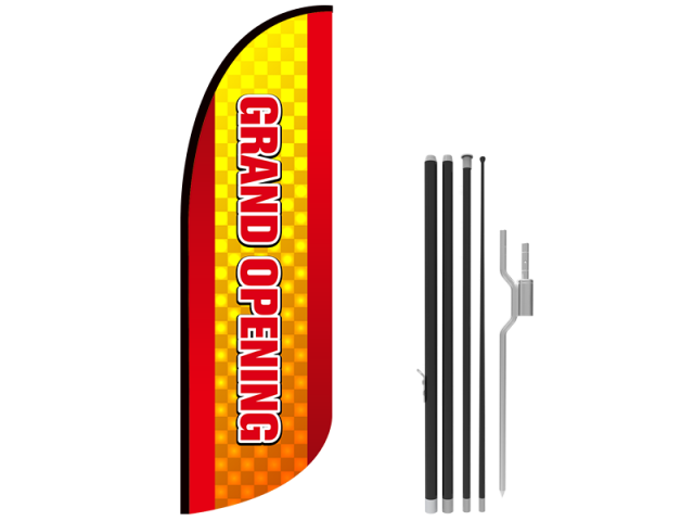 10ft GRAND OPENING Stock Blade Flag with Ground Stake 01