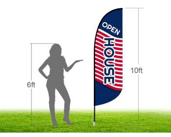 10ft OPEN HOUSE Stock Blade Flag with Ground Stake 02