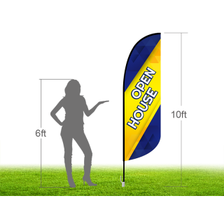 10ft OPEN HOUSE Stock Blade Flag with Ground Stake 03
