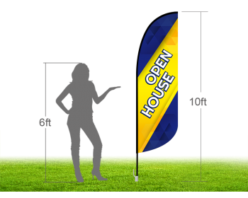 10ft OPEN HOUSE Stock Blade Flag with Ground Stake 03