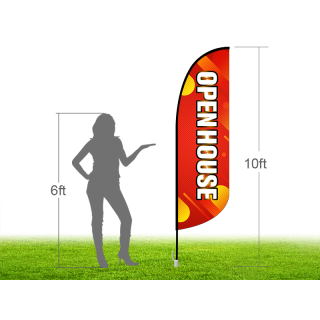10ft OPEN HOUSE Stock Blade Flag with Ground Stake 04