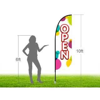10ft OPEN Stock Blade Flag with Ground Stake 01