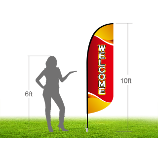 10ft WELCOME Stock Blade Flag with Ground Stake 03
