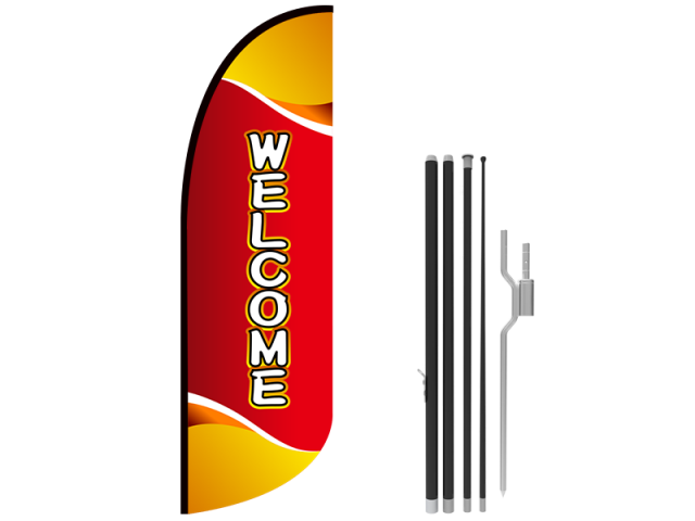 10ft WELCOME Stock Blade Flag with Ground Stake 03