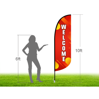 10ft WELCOME Stock Blade Flag with Ground Stake 04