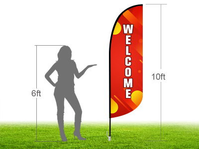 10ft WELCOME Stock Blade Flag with Ground Stake 04
