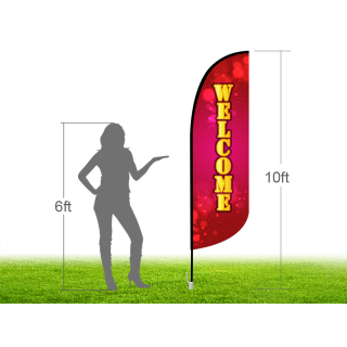 10ft WELCOME Stock Blade Flag with Ground Stake 05