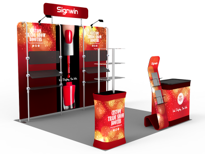 10x10ft Custom Multi-way Shelving Hangers Tension Fabric Trade Show Display Booth Kit E (Frame + Graphic)