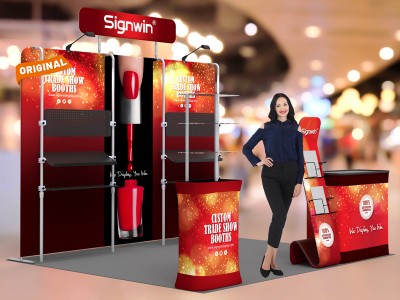 10x10ft Custom Multi-way Shelving Hangers Tension Fabric Trade Show Display Booth Kit E