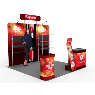 10x10ft Custom Multi-way Shelving Hangers Tension Fabric Trade Show Display Booth Kit E