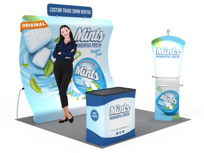 Custom 10x10ft Vertical Curved Sailing Trade Show Booth Kit H