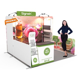 10x10ft Custom Hanging Shelving Corner Trade Show Booth Y