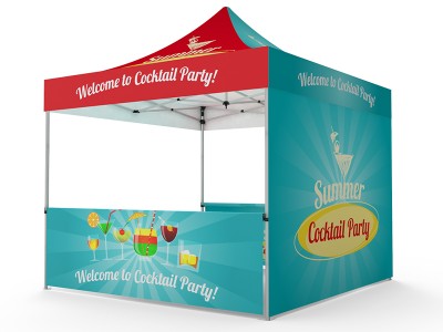 10x10 Custom Pop Up Canopy Tent & Double-Sided Full Backwall & 2 x Double-Sided Half Sidewalls