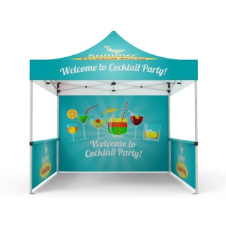 10x10 Custom Pop Up Canopy Tent & Double-Sided Full Backwall & 2 x Double-Sided Half Sidewalls