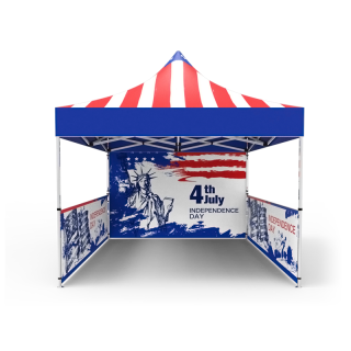 10x10 Custom Pop Up Canopy Tent & Single-Sided Full Backwall & 2 x Double-Sided Half Sidewalls