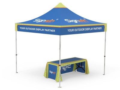 Custom 10x10 Pop Up Canopy Tent with 6ft 3-Sided Loose Table Throw Booth Kit 20