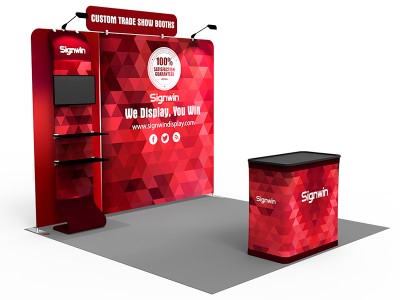 Custom 10x10ft Standard Tension Fabric Printing Waterfall Monitor Trade Show Booth Kit 17 (Frame + Graphic)