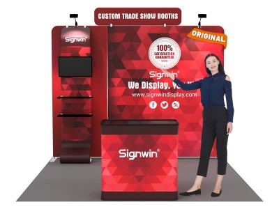 Custom 10x10ft Standard Tension Fabric Printing Waterfall Monitor Trade Show Booth Kit 17 (Frame + Graphic)