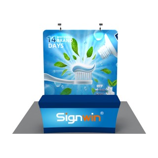 Custom 10x10ft Standard Flat Backdrop & Stretch Fit Open-Back Tablecloth Trade Show Display Booth Kit 33