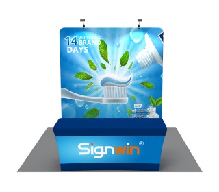 Custom 10x10ft Standard Flat Backdrop & Stretch Fit Open-Back Tablecloth Trade Show Display Booth Kit 33