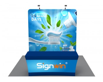 Custom 10x10ft Standard Flat Backdrop & Stretch Fit Open-Back Tablecloth Trade Show Display Booth Kit 33