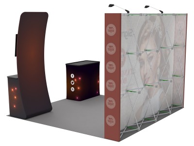 Custom 10x10ft Standard Monitor Table & Case to Podium Pop Up Trade Show Display Booth Kit 34
