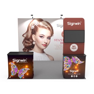 Custom 10x10ft Standard Monitor Table & Case to Podium Pop Up Trade Show Display Booth Kit 34