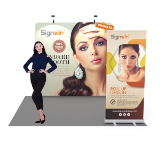 Custom 10x10ft Standard Flat Backdrop & Roll Up Banner Tension Fabric Trade Show Display Booth Kit 35