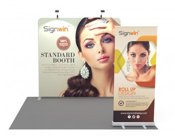 Custom 10x10ft Standard Flat Backdrop & Roll Up Banner Tension Fabric Trade Show Display Booth Kit 35