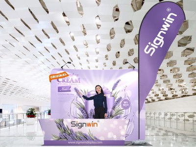 Custom 10x10ft Standard Curved Backdrop, Tablecloth & Flag Tension Fabric Trade Show Display Booth Kit 36
