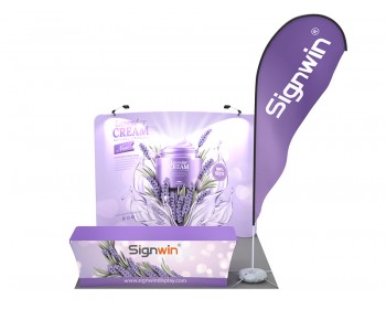 Custom 10x10ft Standard Curved Backdrop, Tablecloth & Flag Tension Fabric Trade Show Display Booth Kit 36