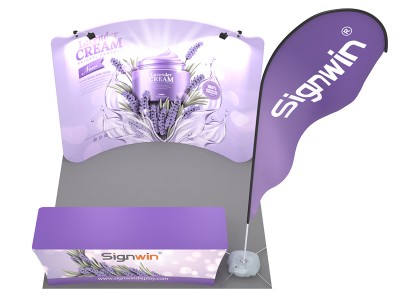 Custom 10x10ft Standard Curved Backdrop, Tablecloth & Flag Tension Fabric Trade Show Display Booth Kit 36 Custom 10x10ft Standard Curved Backdrop, Tablecloth & Flag Tension Fabric Trade Show Display Booth Kit 36