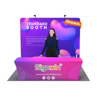 Custom 10x10ft Standard Flat Backdrop & Stretch Fit Back-Zippered Tablecloth Tension Fabric Trade Show Display Booth Kit 38