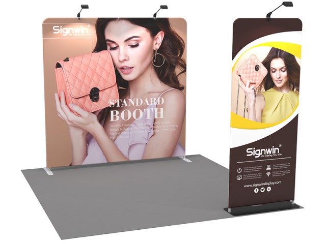 Custom 10x10ft Standard Flat Backdrop & Economic Panel Tension Fabric Trade Show Display Booth Kit 41