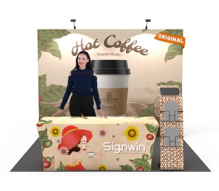 Custom 10x10ft Standard iPad Literature Banner Stand & Stretch Fit Open-Back Table Cover Pop Up Trade Show Display Booth Kit 44