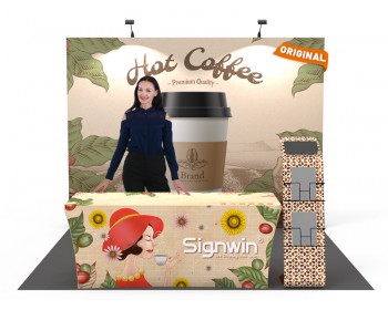 Custom 10x10ft Standard iPad Literature Banner Stand & Stretch Fit Open-Back Table Cover Pop Up Trade Show Display Booth Kit 44