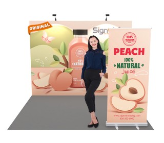 Custom 10x10ft Standard Straight Backwall & Roll Up Banner Pop Up Trade Show Display Booth Kit 48