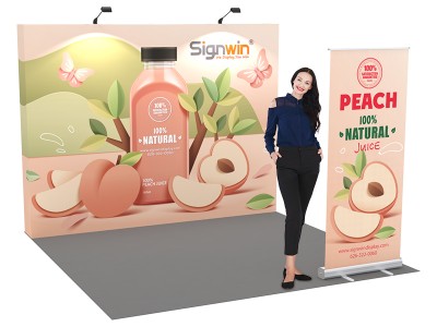 Custom 10x10ft Standard Straight Backwall & Roll Up Banner Pop Up Trade Show Display Booth Kit 48