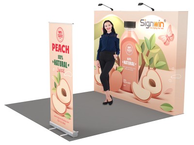 Custom 10x10ft Standard Straight Backwall & Roll Up Banner Pop Up Trade Show Display Booth Kit 48