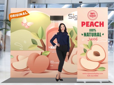 Custom 10x10ft Standard Straight Backwall & Roll Up Banner Pop Up Trade Show Display Booth Kit 48