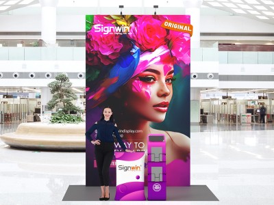 Custom 10x10ft Standard Straight Tall Backwall & Display Counter & iPad Literature Banner Stand Pop Up Trade Show Display Booth Kit 53