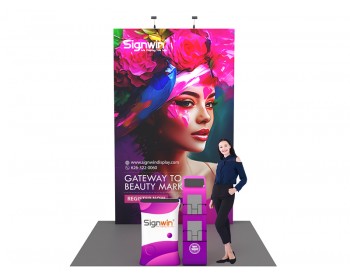 Custom 10x10ft Standard Straight Tall Backwall & Display Counter & iPad Literature Banner Stand Pop Up Trade Show Display Booth Kit 53