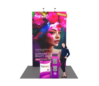 Custom 10x10ft Standard Straight Tall Backwall & Display Counter & iPad Literature Banner Stand Pop Up Trade Show Display Booth Kit 53