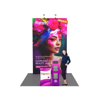 Custom 10x10ft Standard Straight Tall Backwall & Display Counter & iPad Literature Banner Stand Pop Up Trade Show Display Booth Kit 53